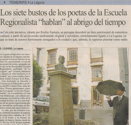Periódico El Día tras la inauguración de la Ruta, jueves 29 de noviembre de 2012